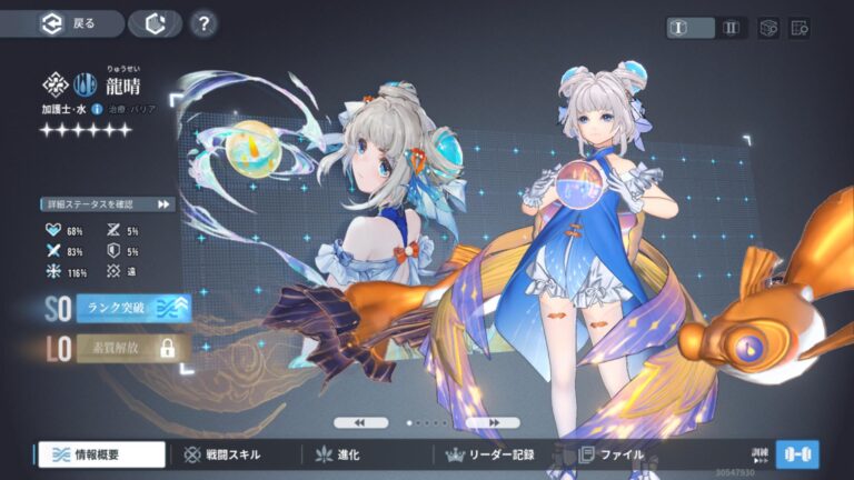 アッシュエコーズのステータス画面