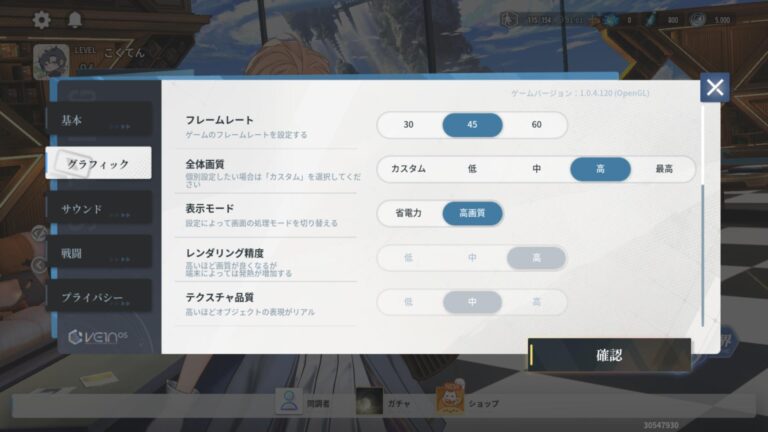 アッシュエコーズのオプション・設定