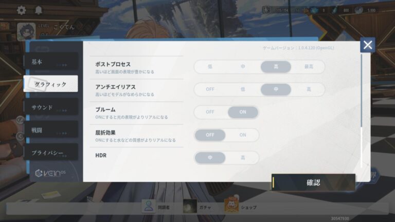 アッシュエコーズのオプション・設定