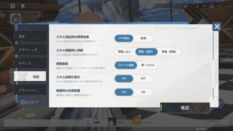 アッシュエコーズのオプション・設定
