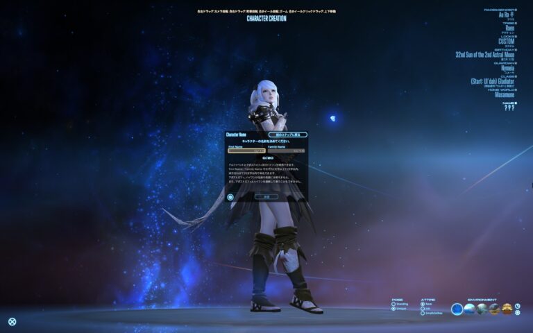 ファイナルファンタジーXIV（FF14）のユーザ名入力画面