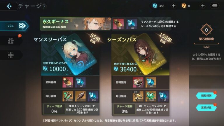 ステラートラベラー（Stellar Traveler）のショップ画面
