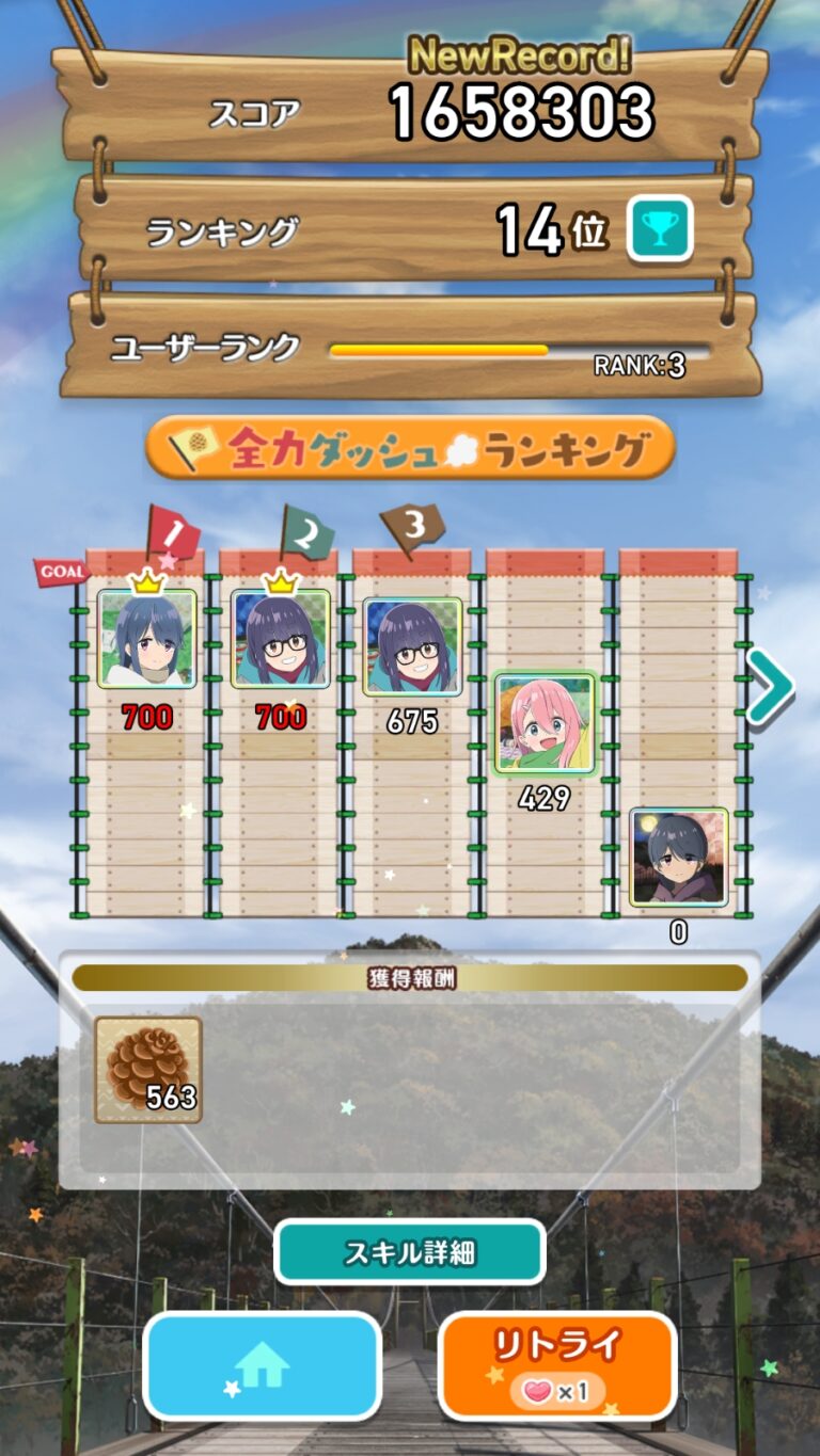 ゆるキャン△〜ぱずるキャンプ〜のスコア・ランキング